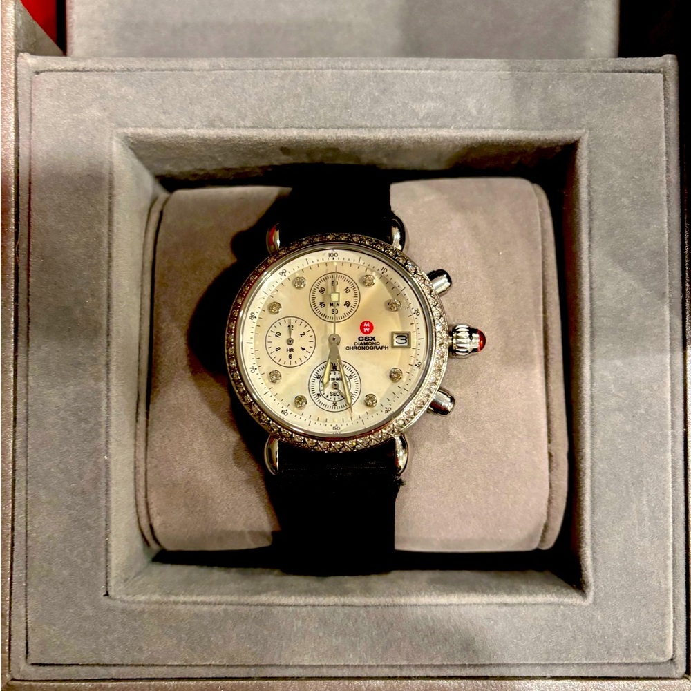 SOLD Watch Michele CSX Diamond Chronograph Mother of Pearl Watch Women’s